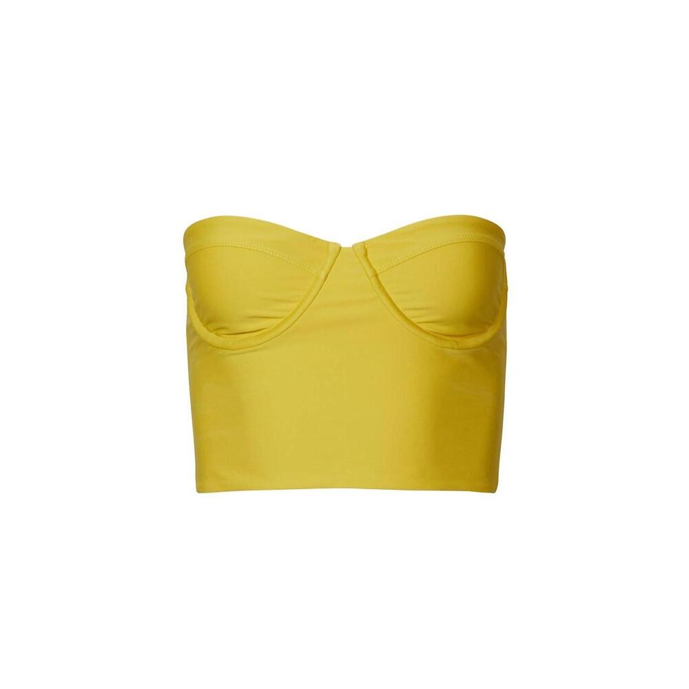 NEW SIRENA + THE SEA lolita corset longline stretch bikini top in mustard